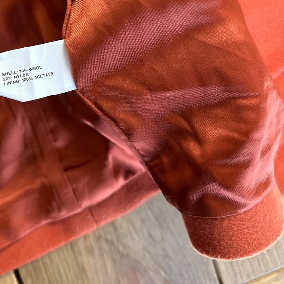 GAP Women's Orange Wool Blend Toggle Jacket‎ DUFFLE COAT S - Picture 2 of 9